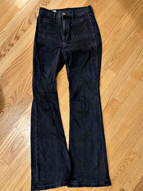 Gap High Rise '70s Flare Jeans Black Waist 29